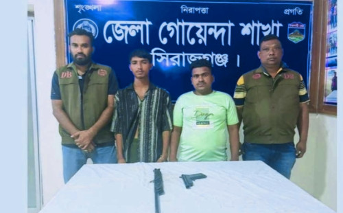 সিরাজগঞ্জের বেলকুচিতে দেশে তৈরি দুটি ওয়ান শুটারগানসহ দুই যুবককে আটক 