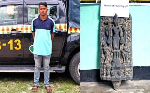 দের কোটি টাকার কষ্টি পাথরের বিষ্ণুমূর্তিসহ  এক যুবককে আটক 