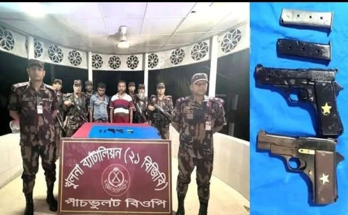 যশোরের শার্শা উপজেলায় দুটি নাইন এমএম পিস্তলসহ আটক ২ 