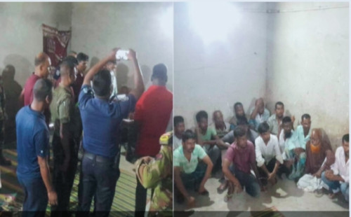 দিনাজপুরের পার্বতীপুরে যৌথ বাহিনীর অভিযানে ২৩ জন জুয়া খেলার  ঘটনাস্থল থেকে উপকরণ সহ আটক করা হয় 